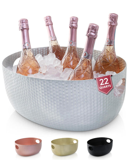 Gusto Nostro Large Beverage Tub for Parties - Metal Tub for Wine Bottles,Champagne,Beers - High Capacity Ice Bucket for Drinks - Extra Large Ice Buckets for Parties (22 qt) Outdoor Party Drink Bucket