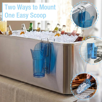 Saf-T-Scoop with Holder for Ice Buckets and Coolers, Plastic, 6 To 10 Ounces, Blue