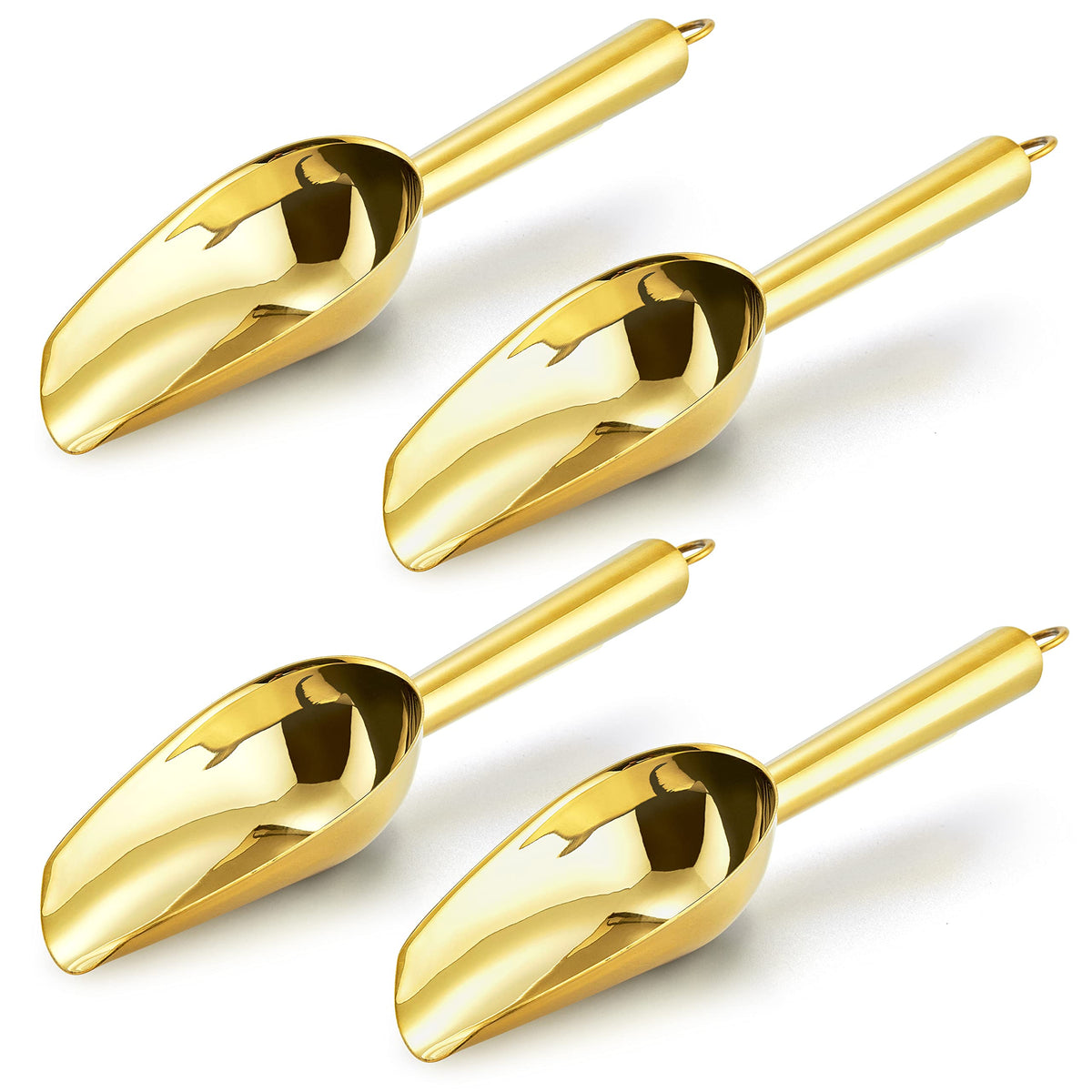 E-far Mini Scoop, 3 Ounce Stainless Steel Kitchen Utility Scoops, 4 Pack