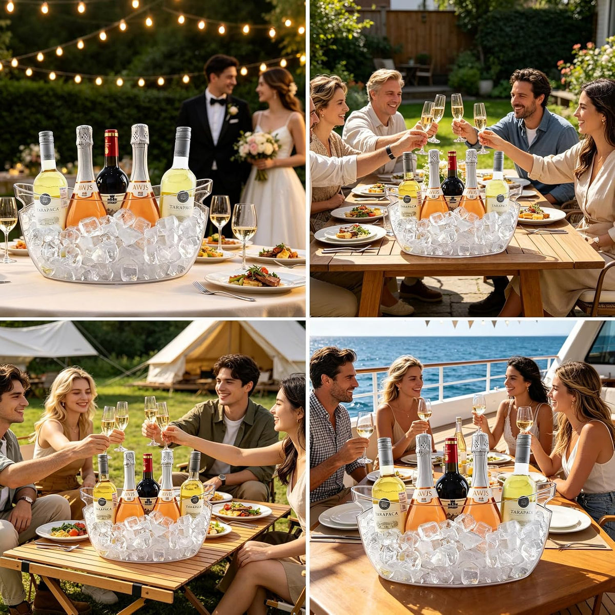 7.5L Ice Buckets for Parties, 2-Pack Clear Beverage Tub, Champagne Bucket