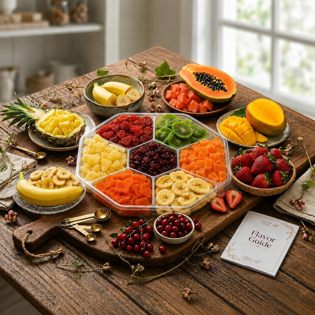 Dried Fruit Gift Basket - 7 Sweet Tropical Gourmet Dried Fruit - Assorted Food Gift Box for Birthday, Sympathy, Men & Women.
