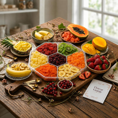 Dried Fruit Gift Basket - 7 Sweet Tropical Gourmet Dried Fruit - Assorted Food Gift Box for Birthday, Sympathy, Men & Women.