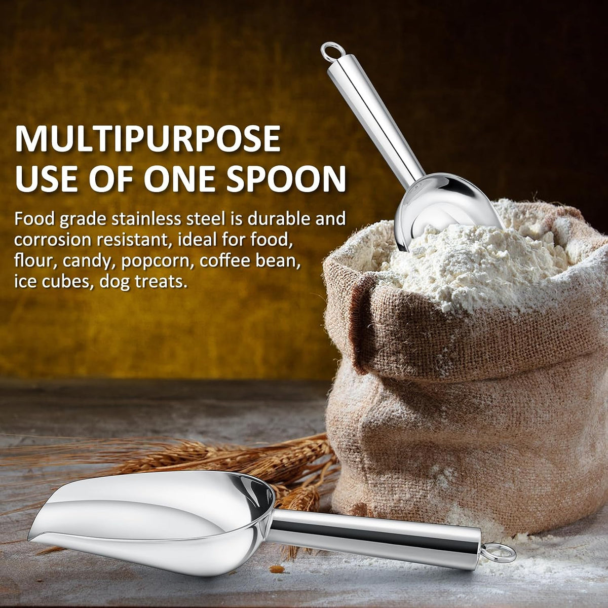 Leonyo 3Oz Ice Scoop, 8 Pcs Stainless Steel Ice Scoopers for Freezer, Food