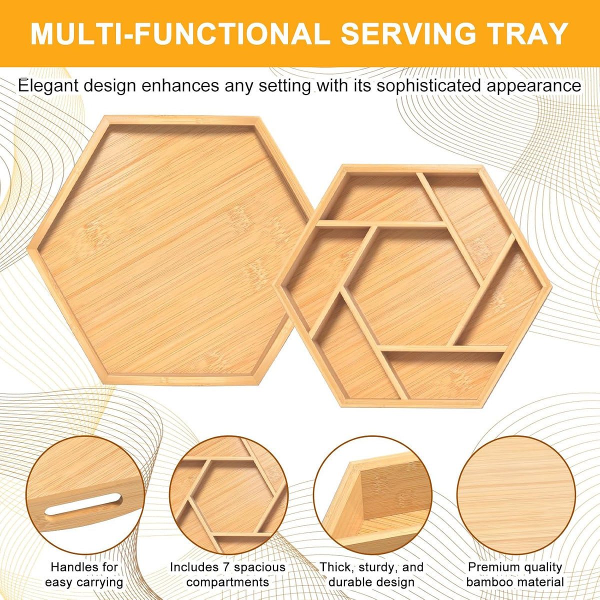 Bamboo Snack Serving Tray with Lid, 360° Rotating Dry Fruit Tray