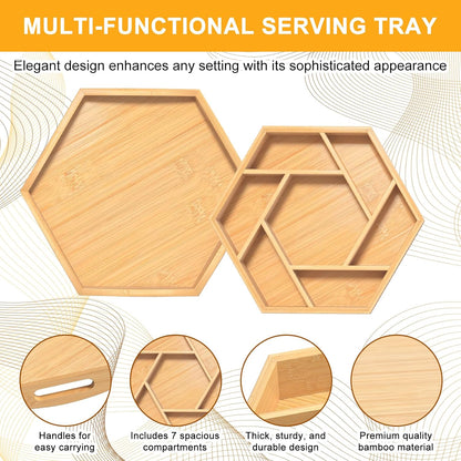 Bamboo Snack Serving Tray with Lid, 360° Rotating Dry Fruit Tray