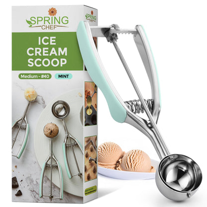 Spring Chef Large Stainless Steel Cookie Scoop, #20, 2.93 Tablespoon, Black