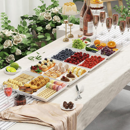 Lifewit Divided Serving Tray for Party, 4 Pack Plastic Food Serving Platter