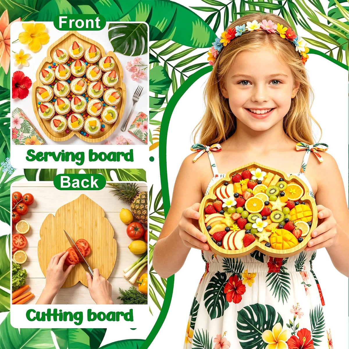 Tropical Charcuterie Board Palm Leaf Hawaii Luau Birthday Party Decorations