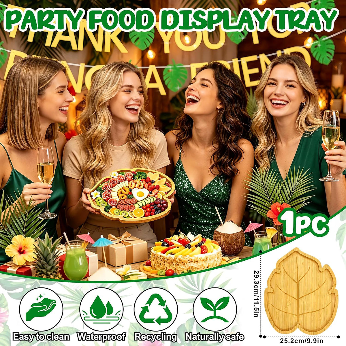 Tropical Charcuterie Board Palm Leaf Hawaii Luau Birthday Party Decorations