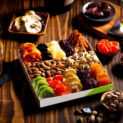 NUT CRAVINGS - Dried Fruit & Mixed Nuts Gift Basket (12 Assortments)