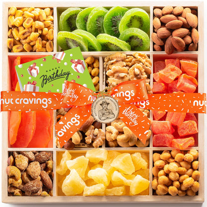 NUT CRAVINGS - Dried Fruit & Mixed Nuts Gift Basket (7 Assortments)